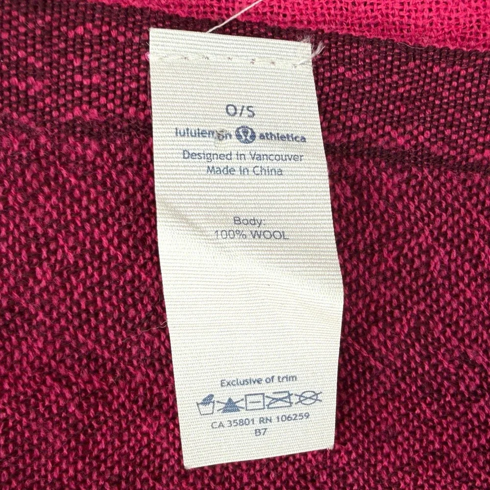 LULULEMON Warrior Scarf Women One Size Pink Ombre Wool Fringe Trim Wrap Oversize